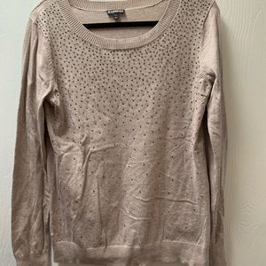 Express tan colored sweater w/gunmetal rhinestones